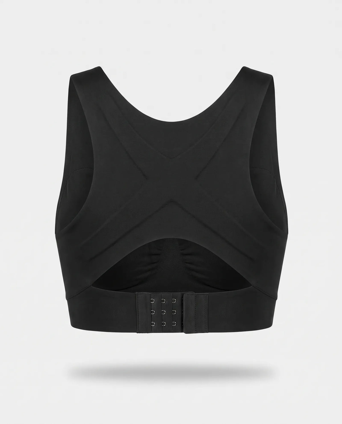 Dos croisé en X du soutien-gorge sans armature noir, ajouré au centre